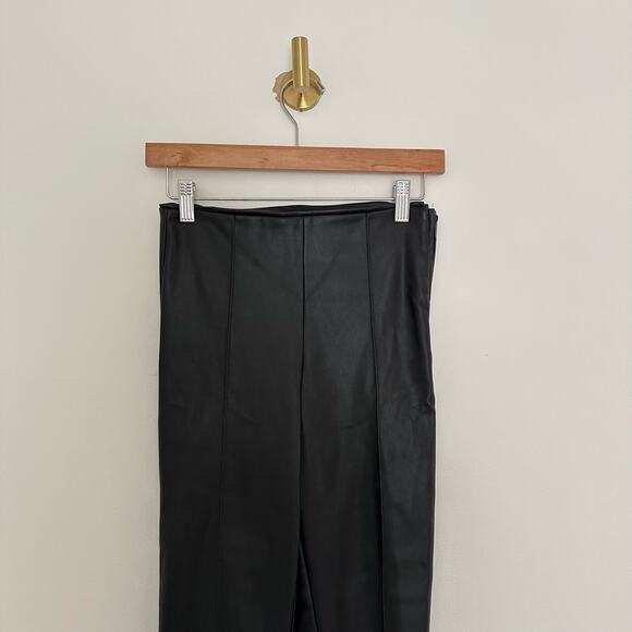 Zara Faux Leather High Rise Ankle Zip Graze Leggings Black S - Picture 3 of 11